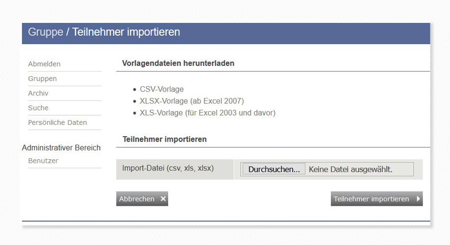 geva-Cockpit: Import von Teilnehmerdaten