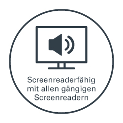 das geva-testsystem ist screenreaderfähig mit allen gängigen Screenreadern